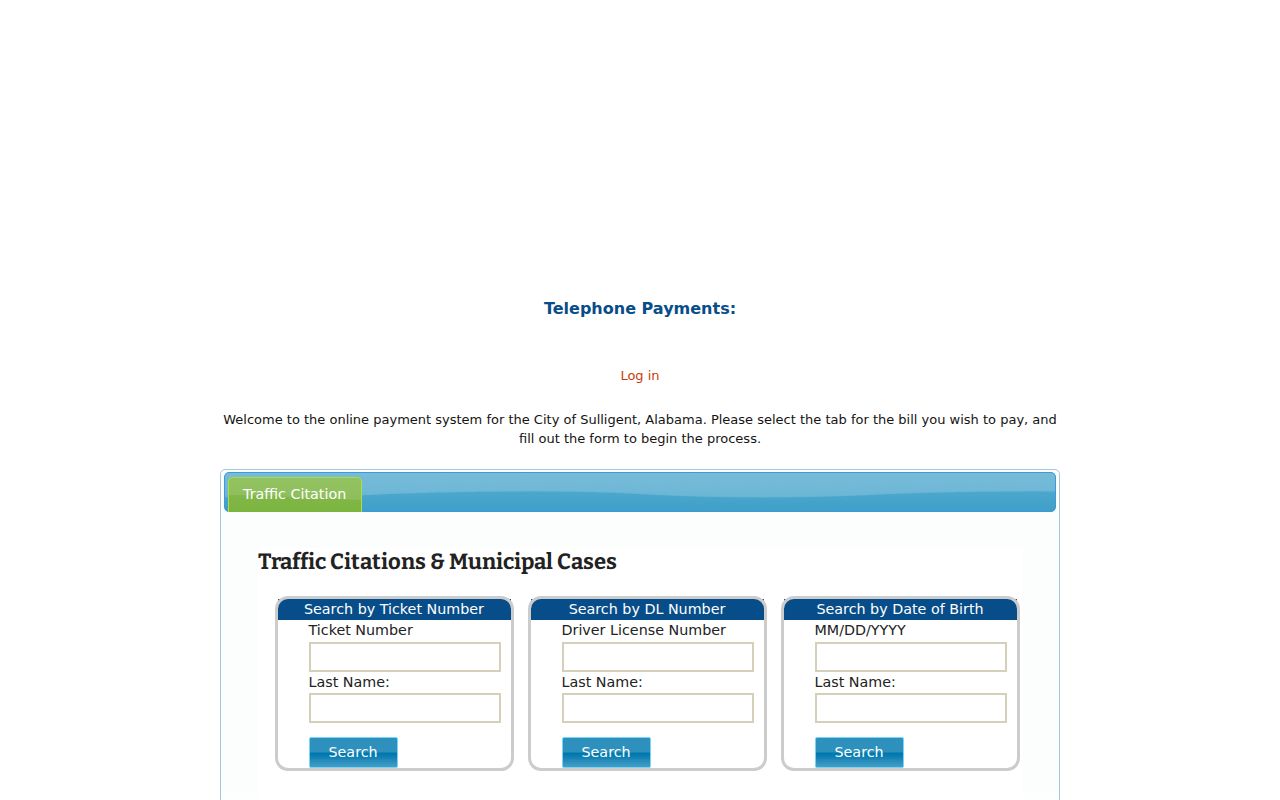 Millport court records comparison with a Sulligent municipal payment portal