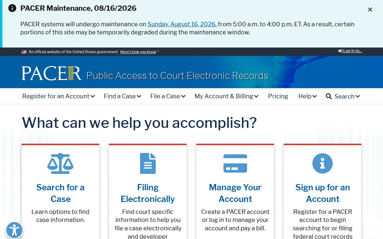 Federal PACER portal distinguished from Lamar County civil court dockets