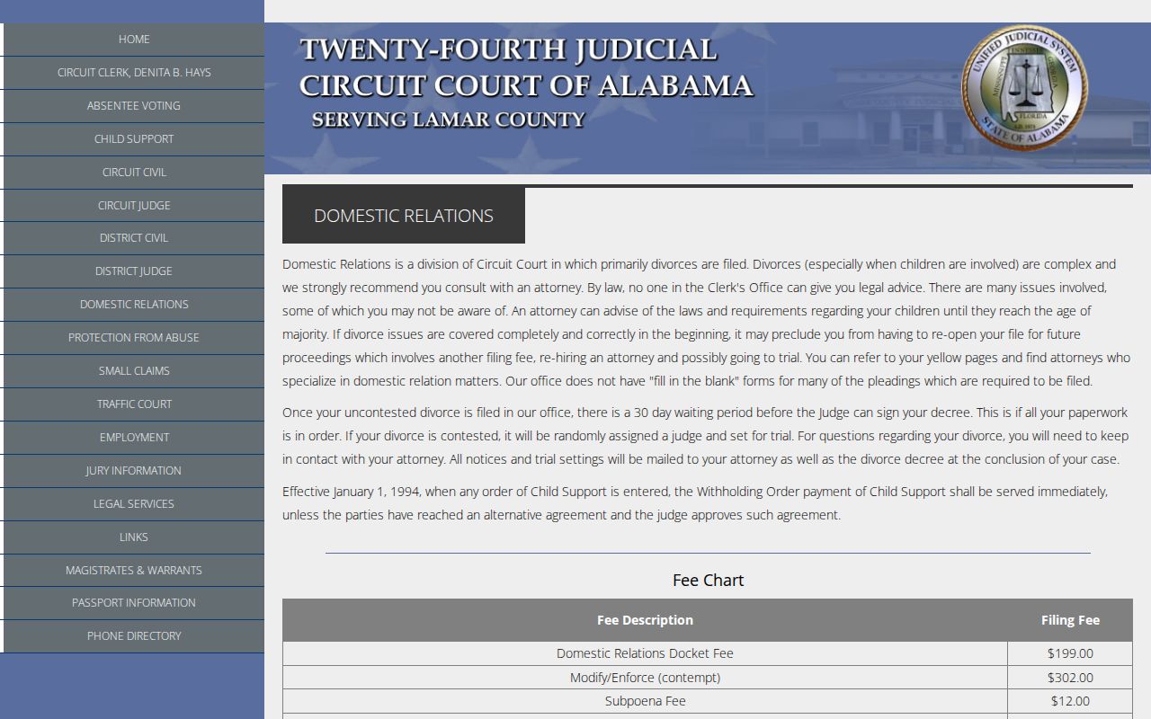 Lamar County court case records domestic relations source