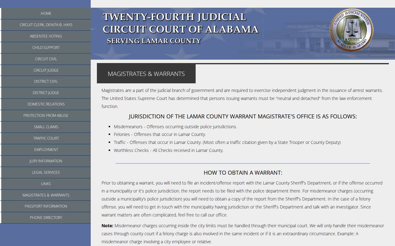 Lamar County court case records magistrate and warrant source