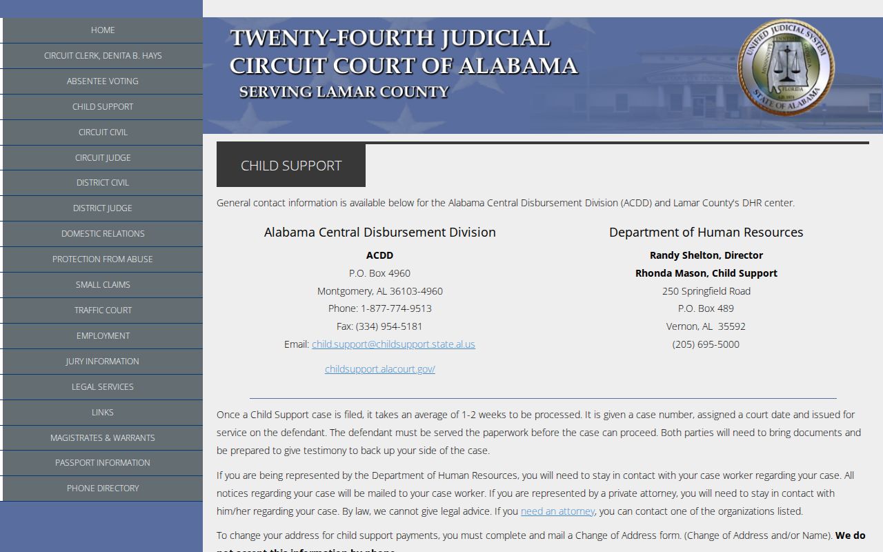 Lamar County court case records child support division