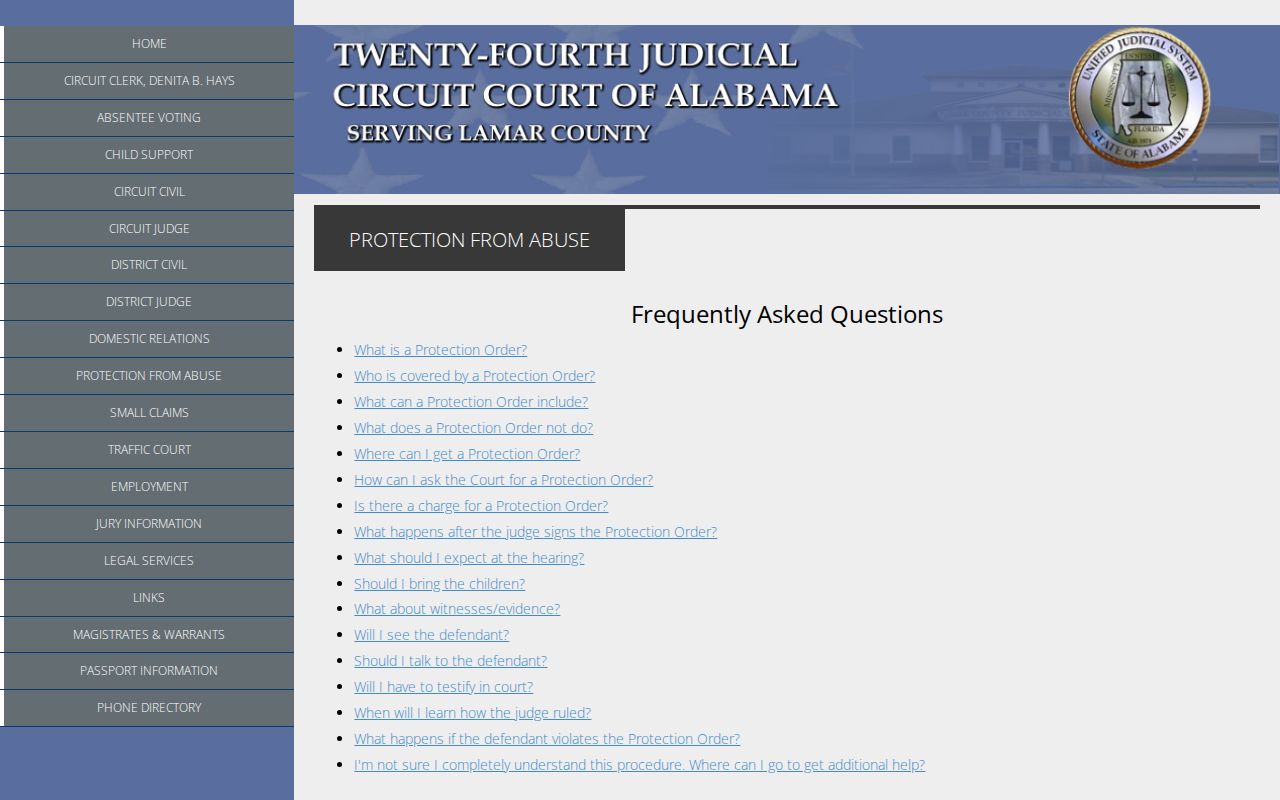 Lamar County court case records protection from abuse source