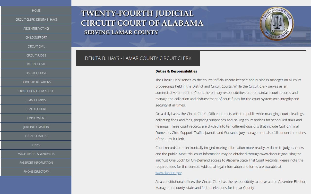 Lamar County Circuit Clerk court docket office