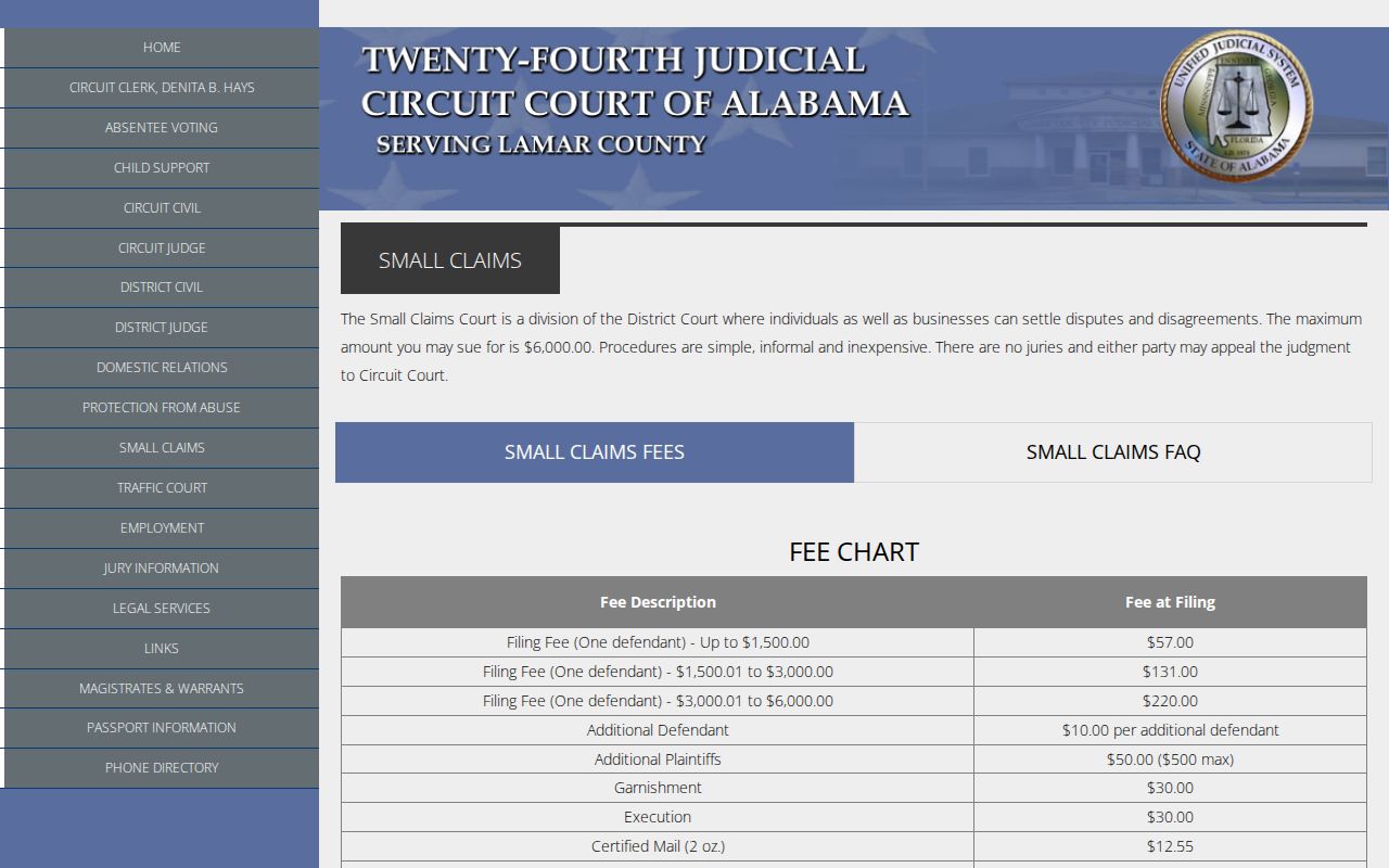 Lamar County court docket with small-claims document guidance