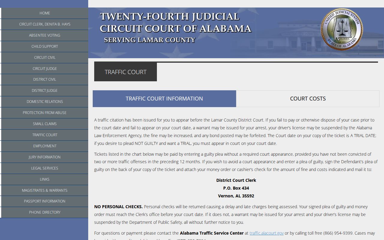 Lamar County court docket traffic date guidance